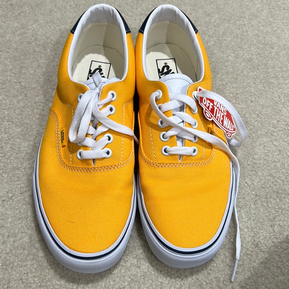 Brand New Orange & Navy Blue Vans. Size 10.5